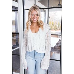 NWT Free People Robyn Cardigan | bright white | medium